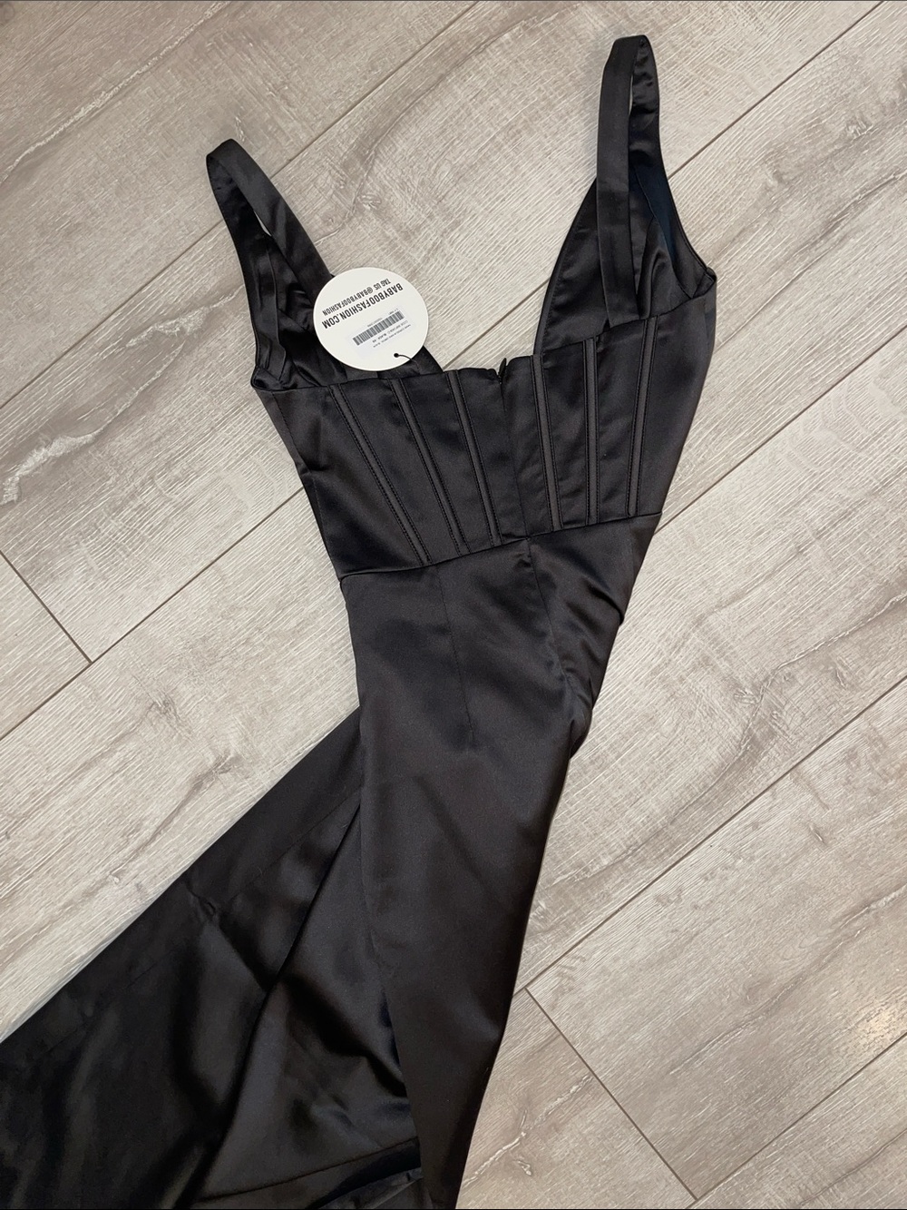 🖤🌹NWT Babyboo Black Evening Dress Silk with Corset top- XS- never worn!🌹🖤 - Picture 7 of 7